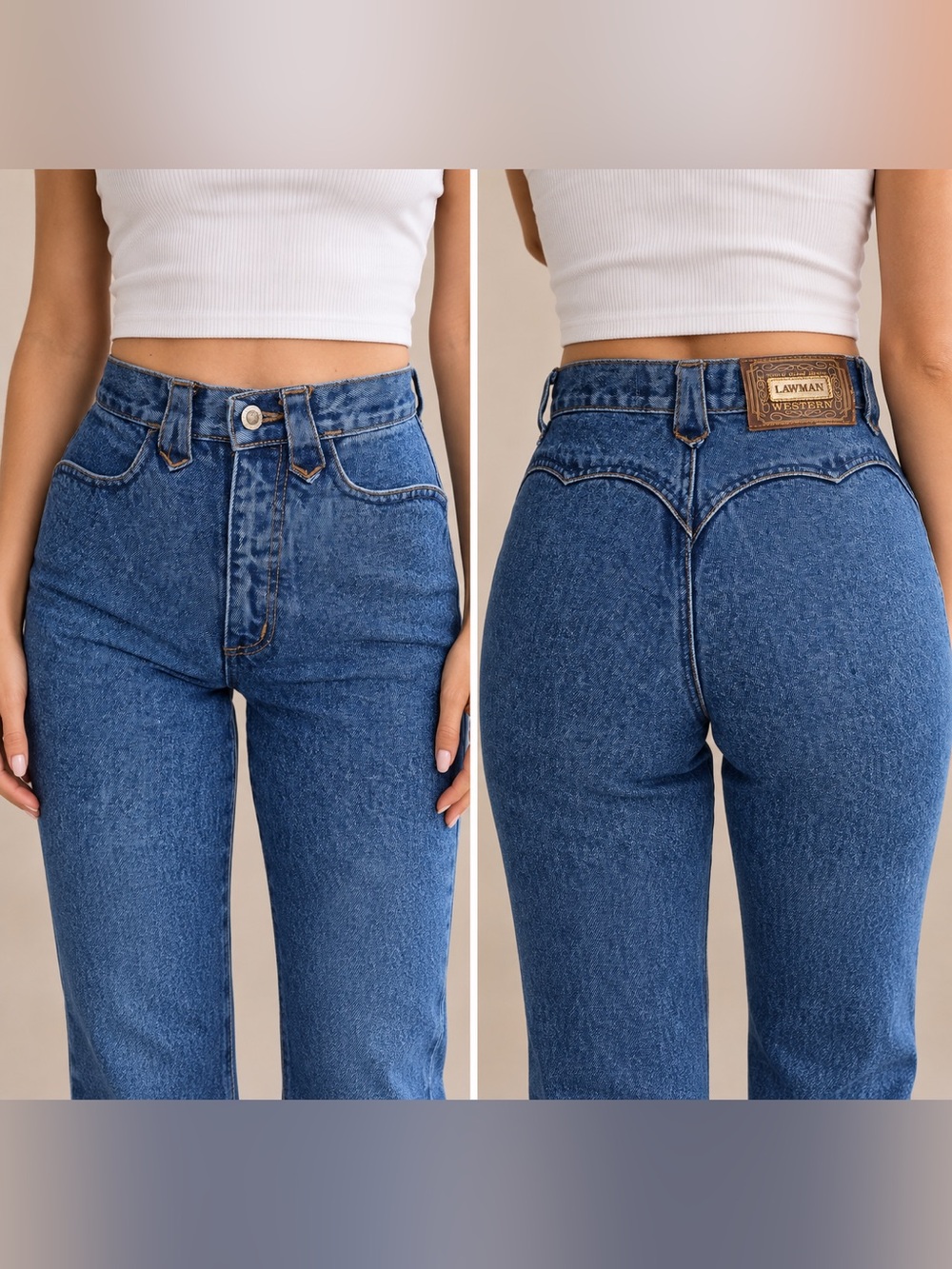 Vintage Lawman Western Jeans 15/16 High Rise Relaxed Fit 100% Cotton